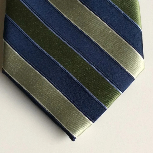 Jones New York Green & Blue Striped Silk Tie - Picture 1 of 7